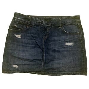 Ann Taylor Loft denim mini jean skirt distressed size 4